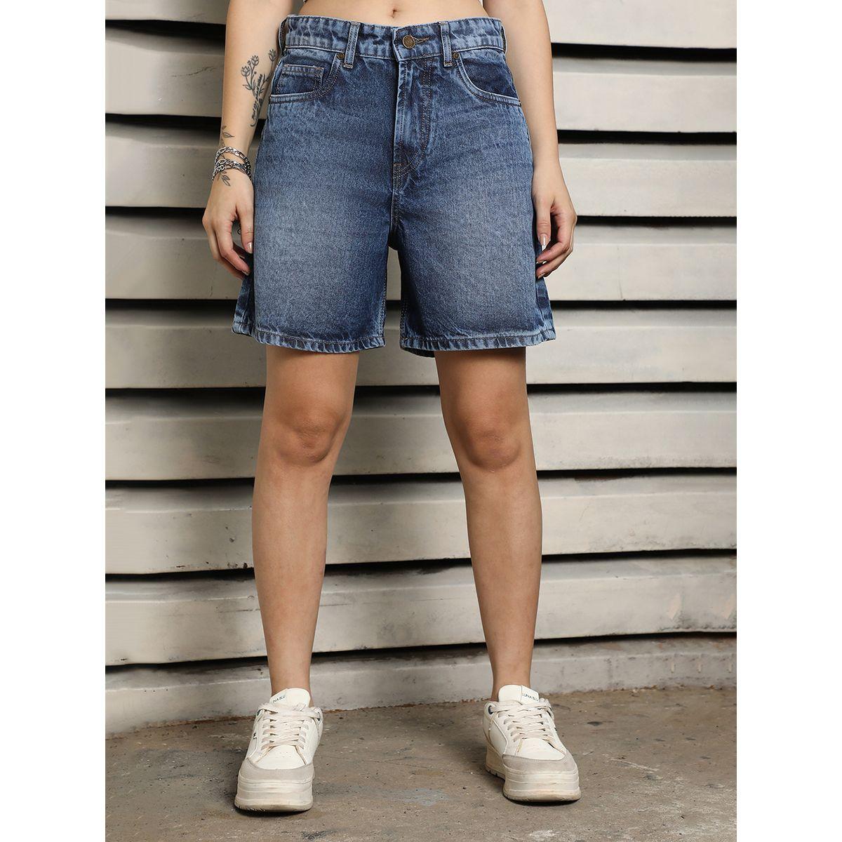 شورت دنيم قطن بخصر عالي هاي ستار × ستايلي-women-clothing-bottoms-shorts-image-1