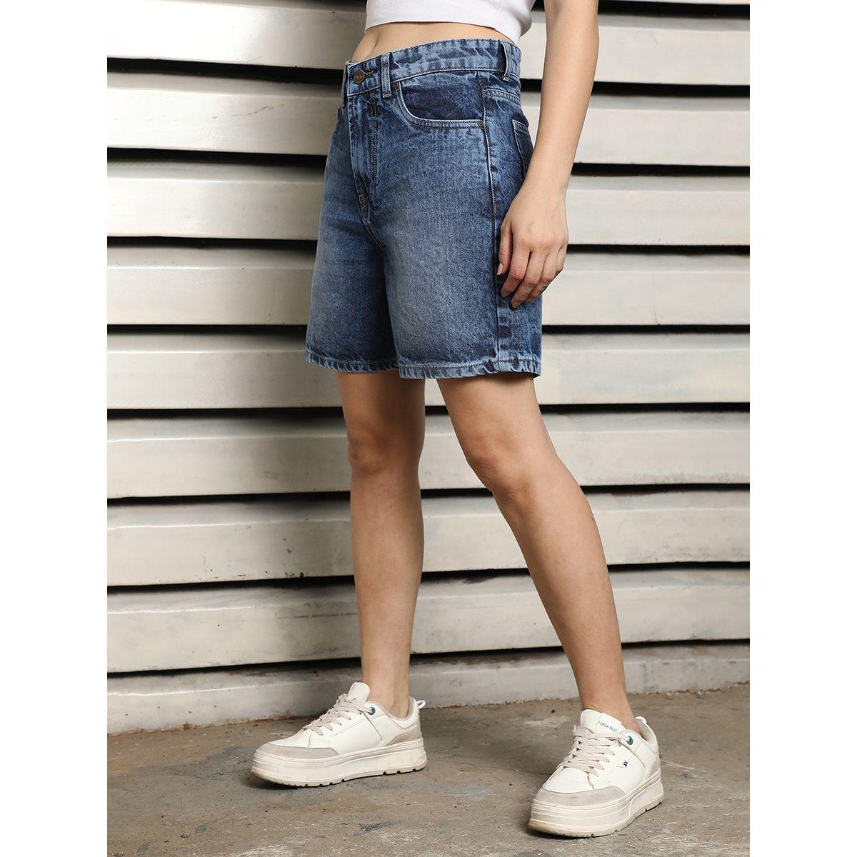 High Star X Styli  High Rise Cotton Denim Shorts-women-clothing-bottoms-shorts-image-2