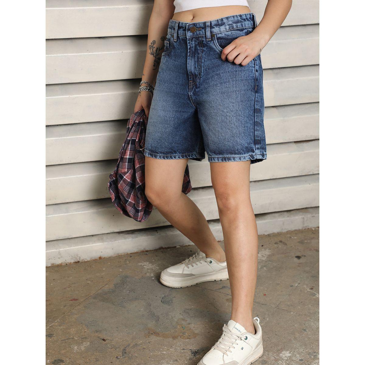 شورت دنيم قطن بخصر عالي هاي ستار × ستايلي-women-clothing-bottoms-shorts-image-7