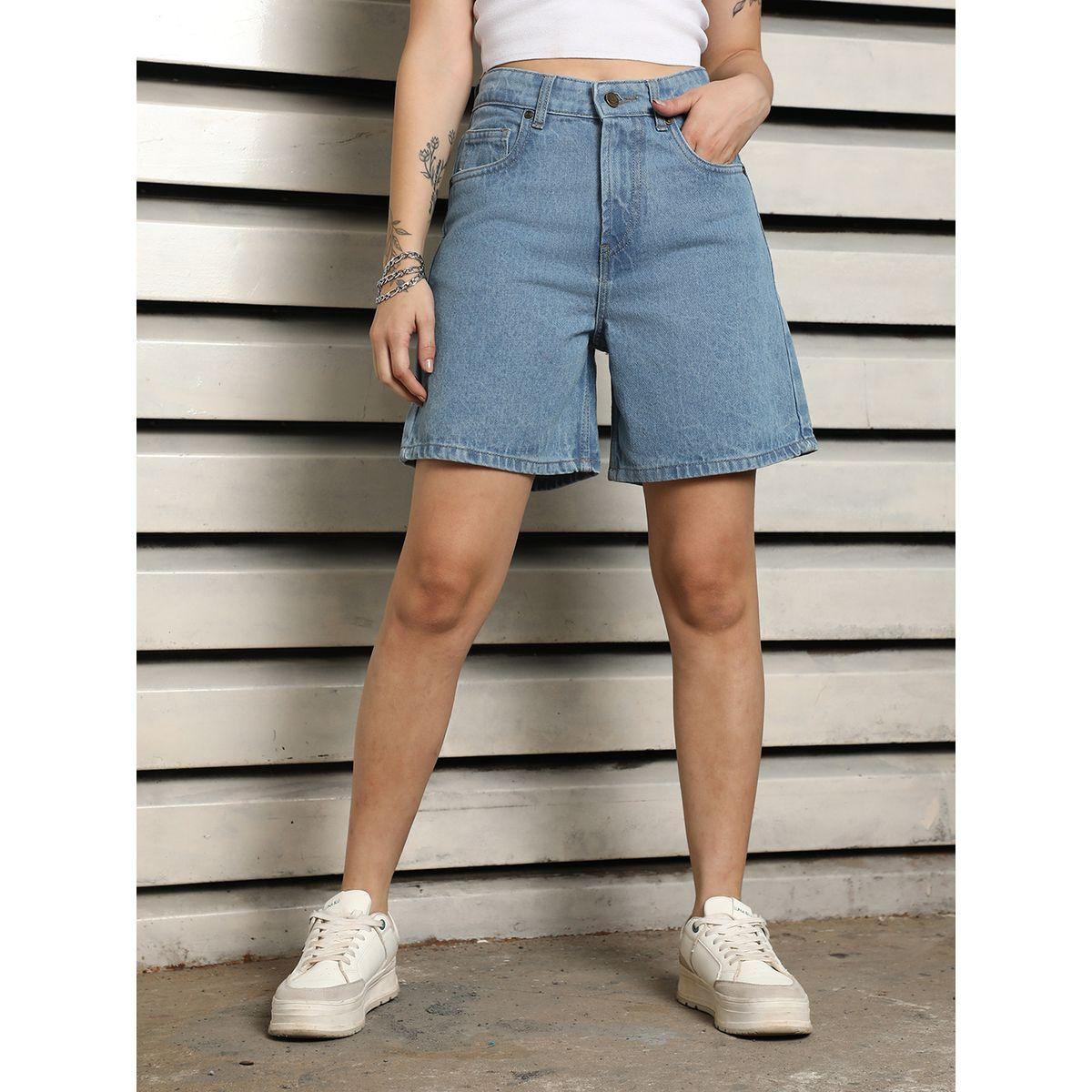 High Star X Styli  High Rise Cotton Denim Shorts-women-clothing-bottoms-shorts-image-1