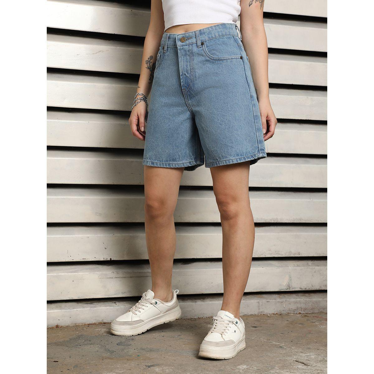 شورت دنيم قطن بخصر عالي هاي ستار × ستايلي-women-clothing-bottoms-shorts-image-2