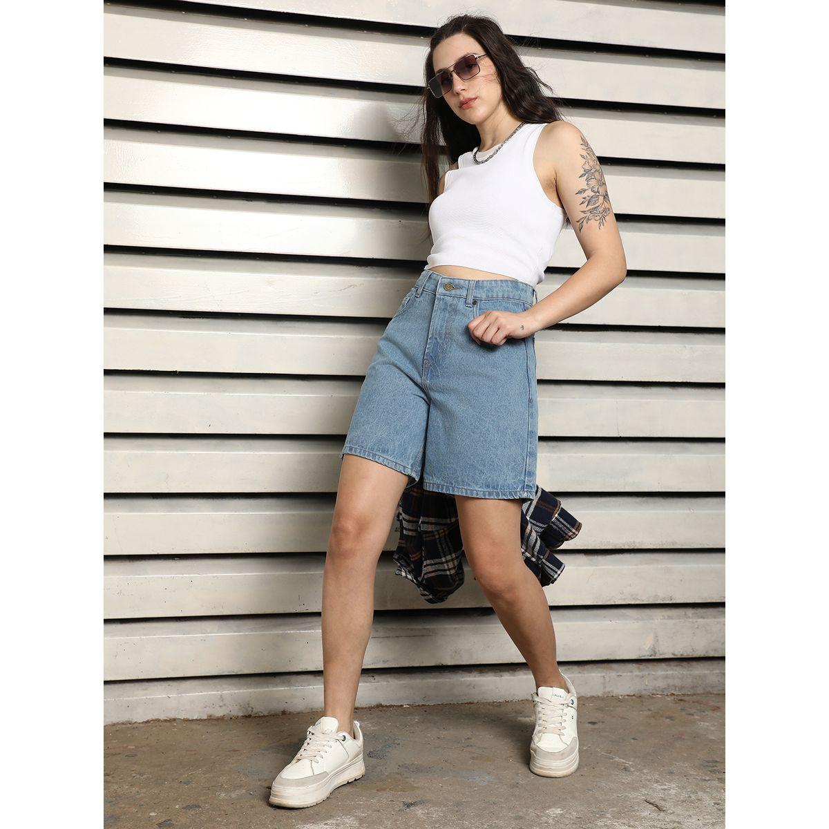 High Star X Styli  High Rise Cotton Denim Shorts-women-clothing-bottoms-shorts-image-6