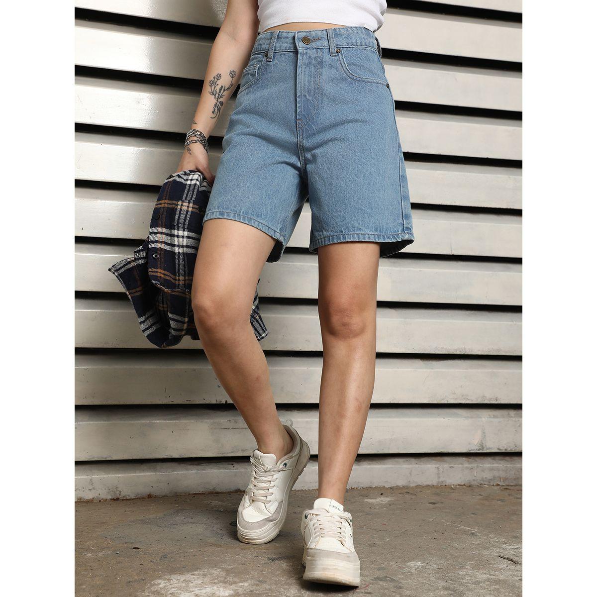 شورت دنيم قطن بخصر عالي هاي ستار × ستايلي-women-clothing-bottoms-shorts-image-7