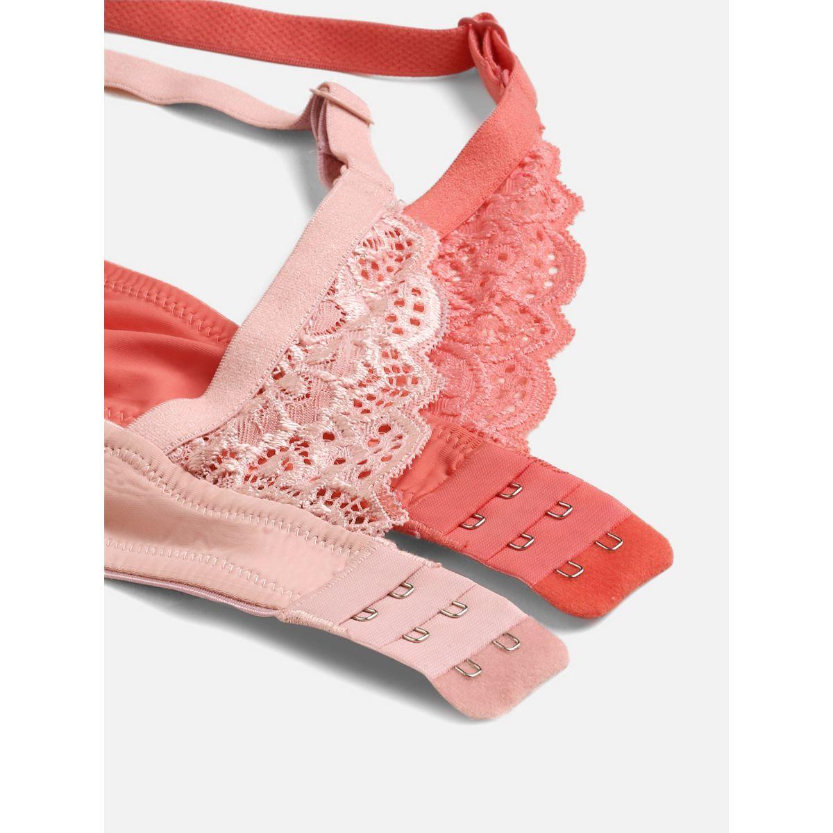 Leading Lady X Styli  Pack of 2 - Lace Design Lightly Padded T-Shirt Bra-women-clothing-lingerie-bras-image-3