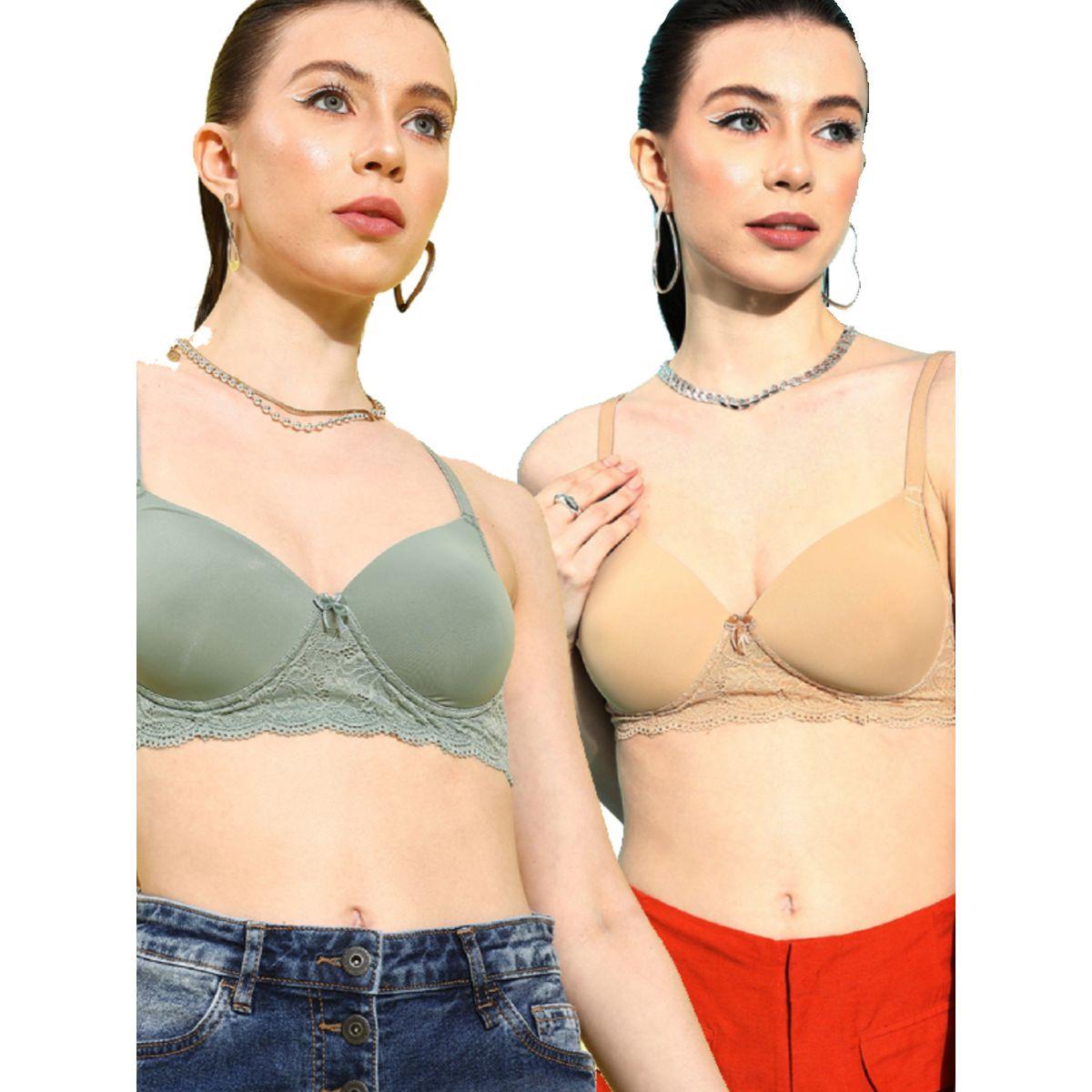 Leading Lady X Styli  Pack of 2 - Lightly Padded Lace Insert T-Shirt Bra-women-clothing-lingerie-bras-image-1