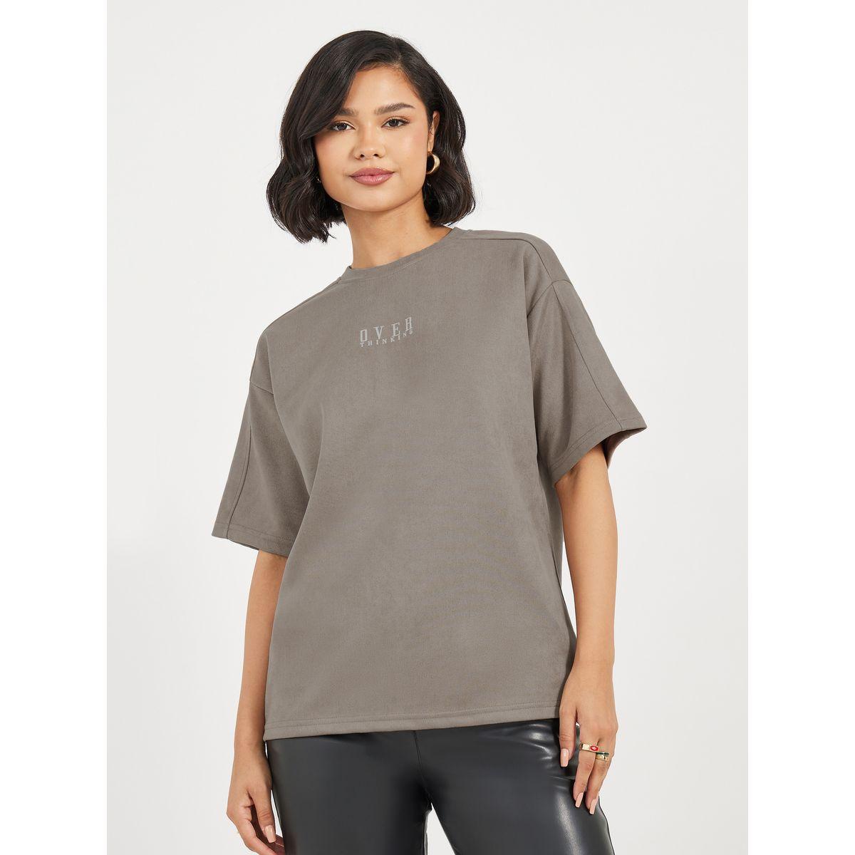 تيشيرت فضفاض مطبع بطبعة كتابة-women-clothing-tshirts-image-1
