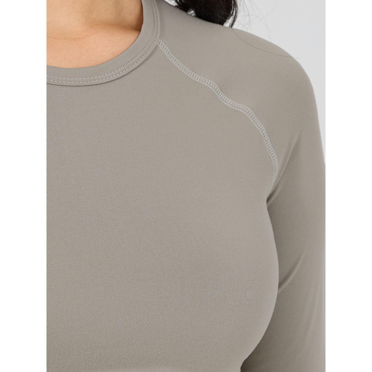 Styli Contrast Stitch Plain Raglan Sleeve Fitted T-Shirt-women-clothing-tshirts-image-3