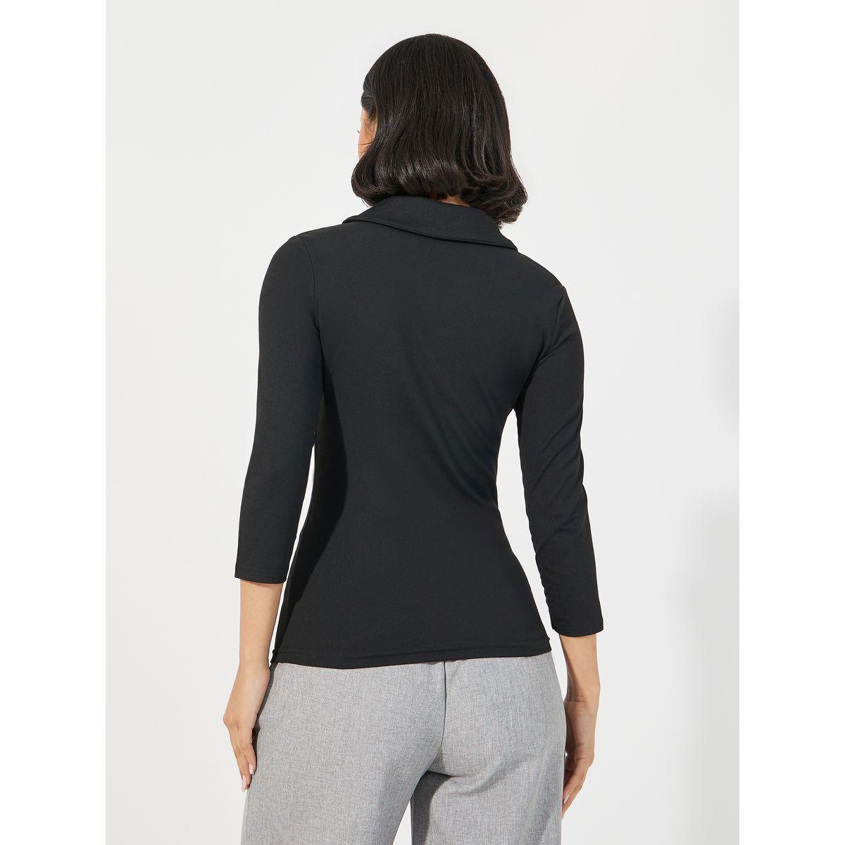 Styli Solid Fitted Collared Polo T-shirt-women-clothing-tshirts-image-5