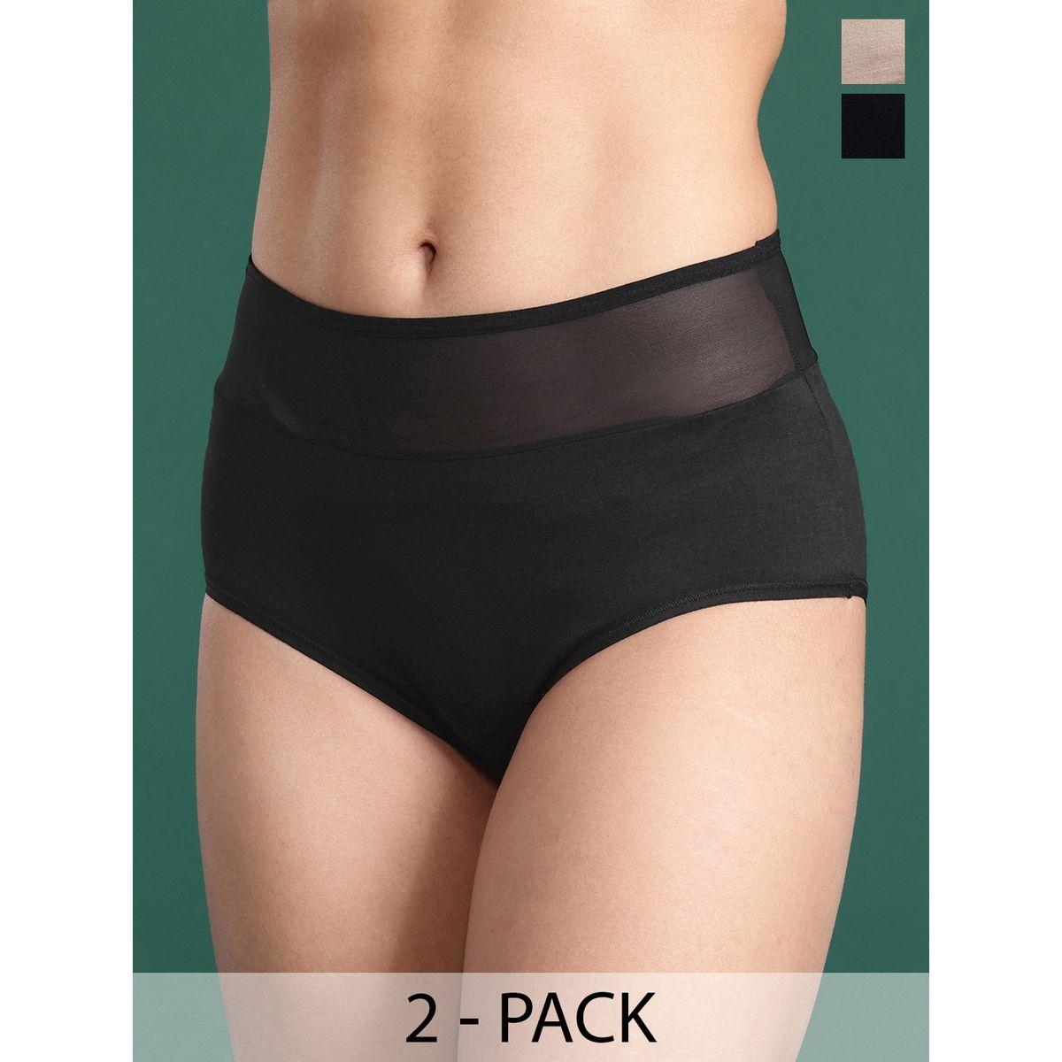 Leading Lady X Styli  Pack of 2 - Cotton Semi-Sheer Panel Hipster-women-clothing-lingerie-panties-image-1