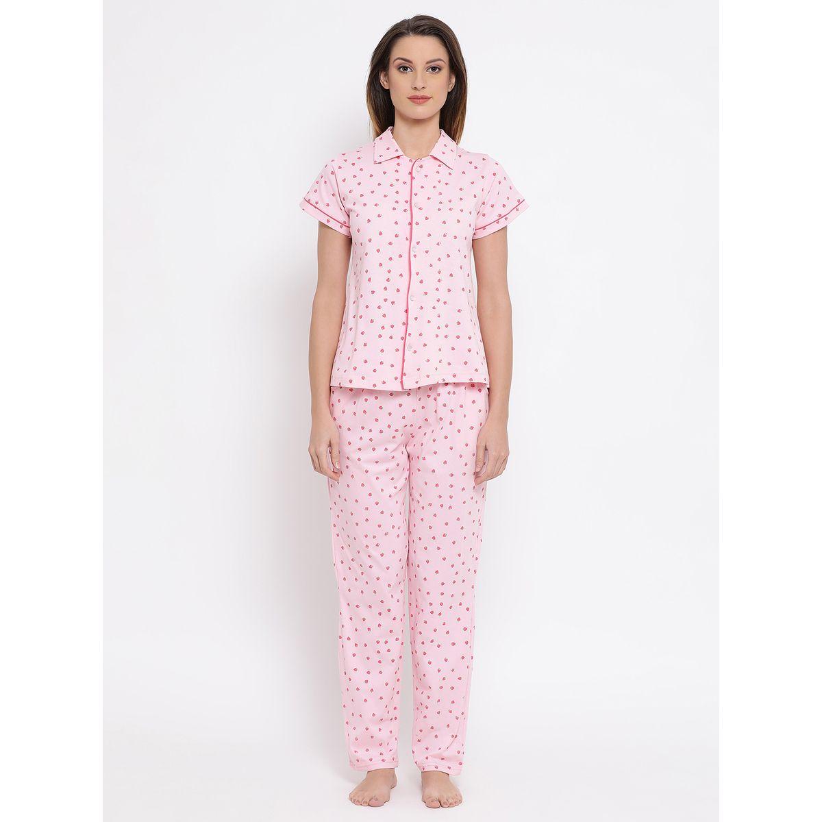 طقم من بنطال بيجاما وبلوزة بطبعة فراولة كلوفيا × ستايلي-women-clothing-nightwear-pyjamas-longsets-image-1