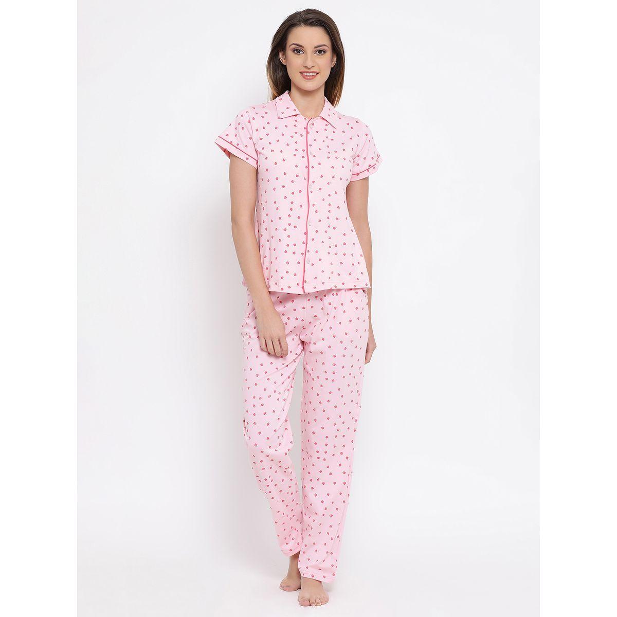 طقم من بنطال بيجاما وبلوزة بطبعة فراولة كلوفيا × ستايلي-women-clothing-nightwear-pyjamas-longsets-image-2