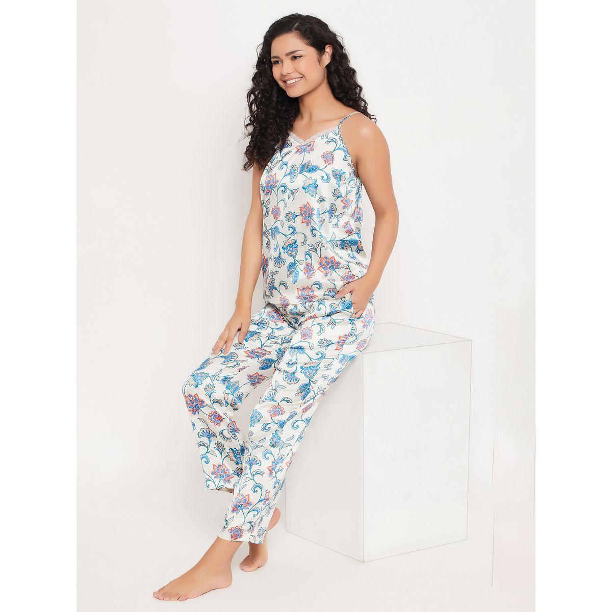 Clovia X Styli  Satin Floral Cami & Pyjama Set-women-clothing-nightwear-pyjamas-longsets-image-2