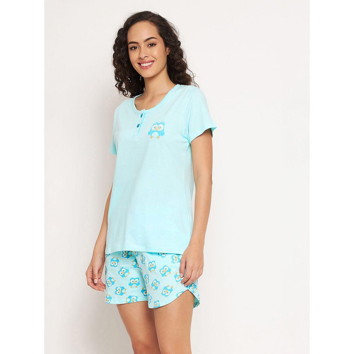 Clovia X Styli  Cotton Owl Print Top & Shorts Set-women-clothing-nightwear-pyjamas-shortsets-image-4