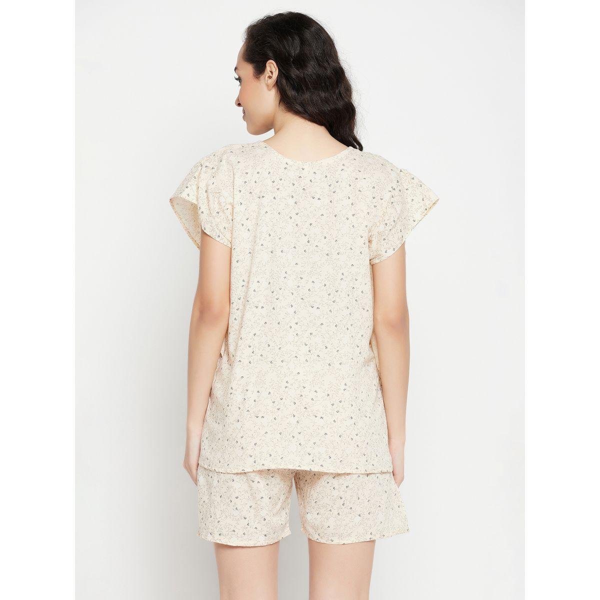 Clovia X Styli  Cotton Floral Kaftan Top & Shorts Set-women-clothing-nightwear-pyjamas-shortsets-image-6