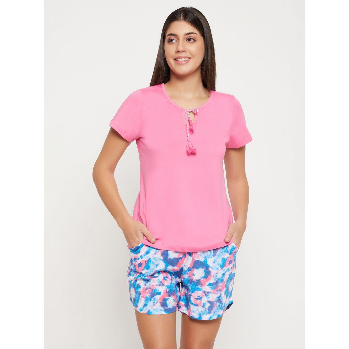 Clovia X Styli  Cotton Basic T-Shirt & Printed Shorts Set-women-clothing-nightwear-pyjamas-shortsets-image-3