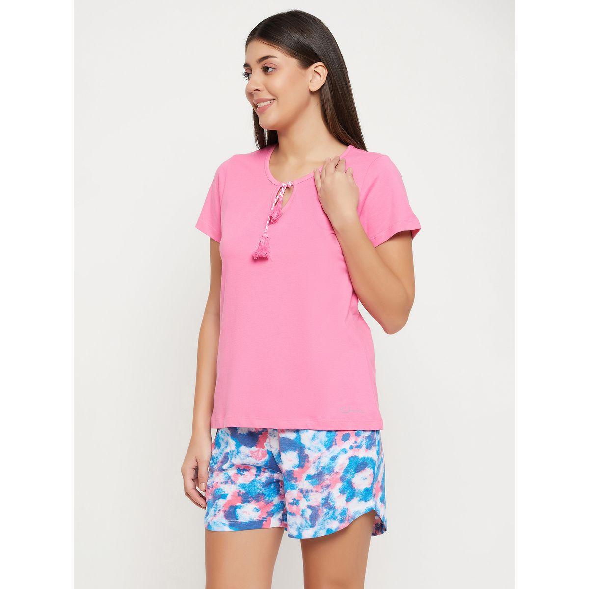 Clovia X Styli  Cotton Basic T-Shirt & Printed Shorts Set-women-clothing-nightwear-pyjamas-shortsets-image-4