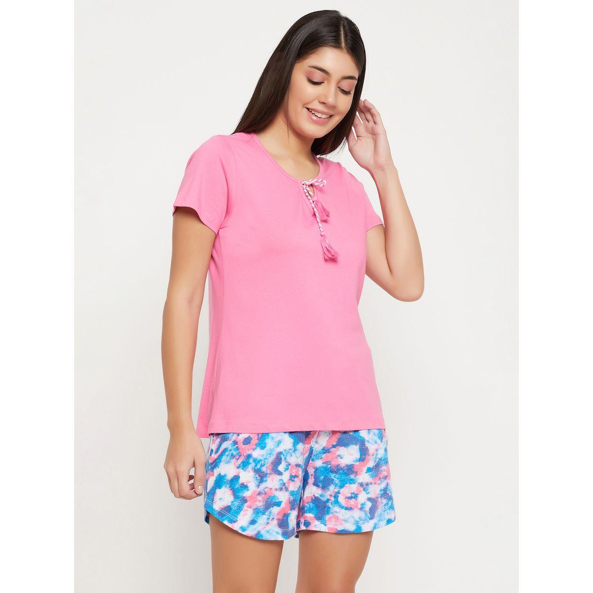 Clovia X Styli  Cotton Basic T-Shirt & Printed Shorts Set-women-clothing-nightwear-pyjamas-shortsets-image-5