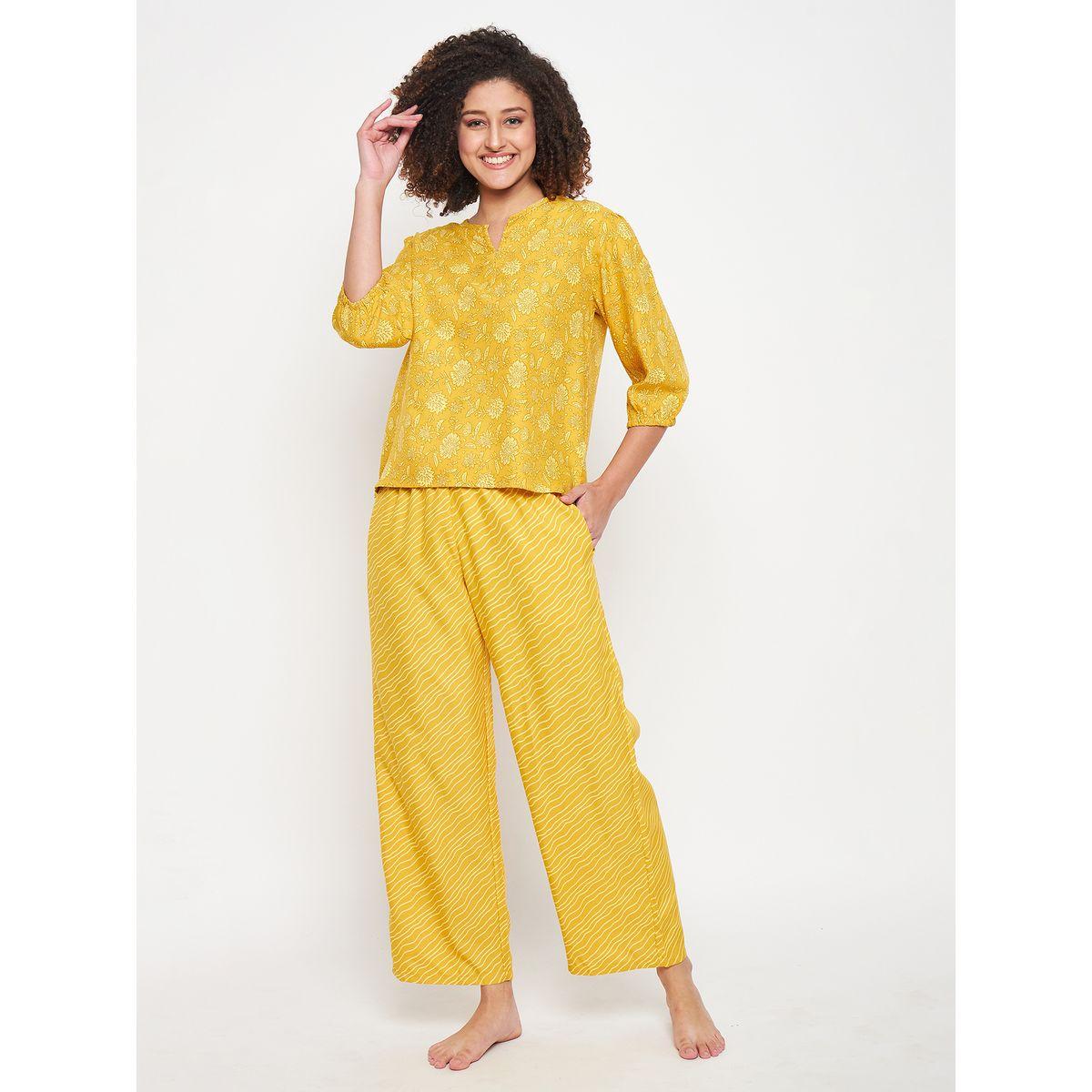 طقم من بنطال بيجاما مخطط مع بلوزة بطبعة زهور كلوفيا × ستايلي-women-clothing-nightwear-pyjamas-longsets-image-1