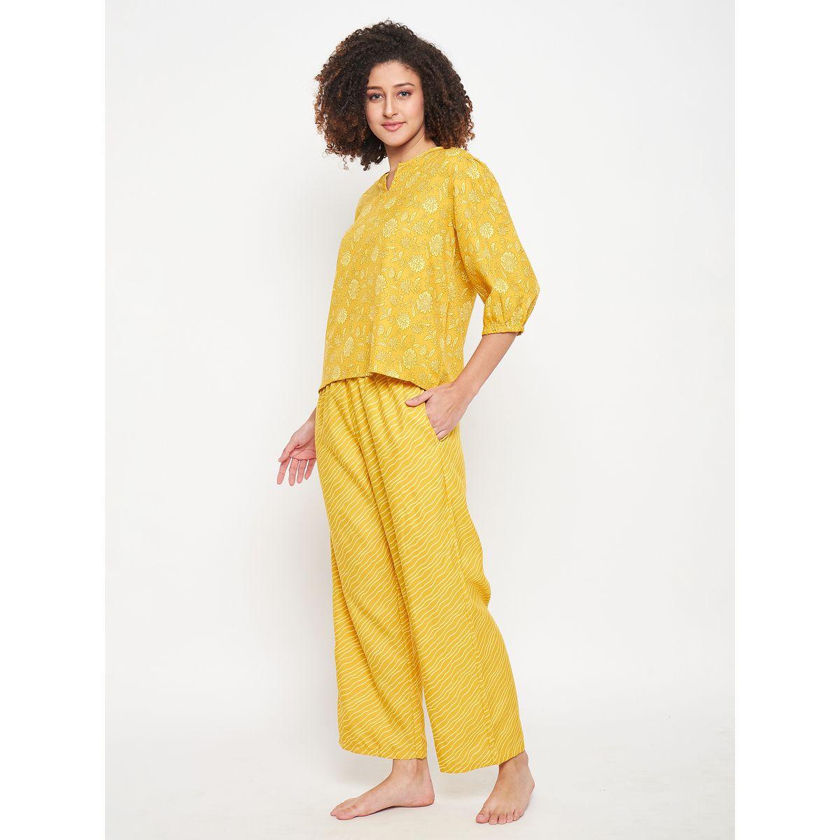 Clovia X Styli  Floral Print Top & Striped Pyjama Set-women-clothing-nightwear-pyjamas-longsets-image-2