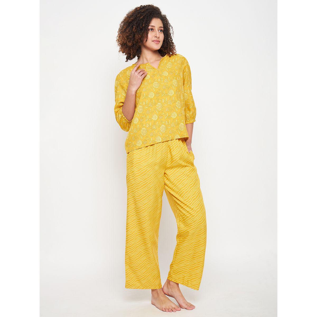 Clovia X Styli  Floral Print Top & Striped Pyjama Set-women-clothing-nightwear-pyjamas-longsets-image-3