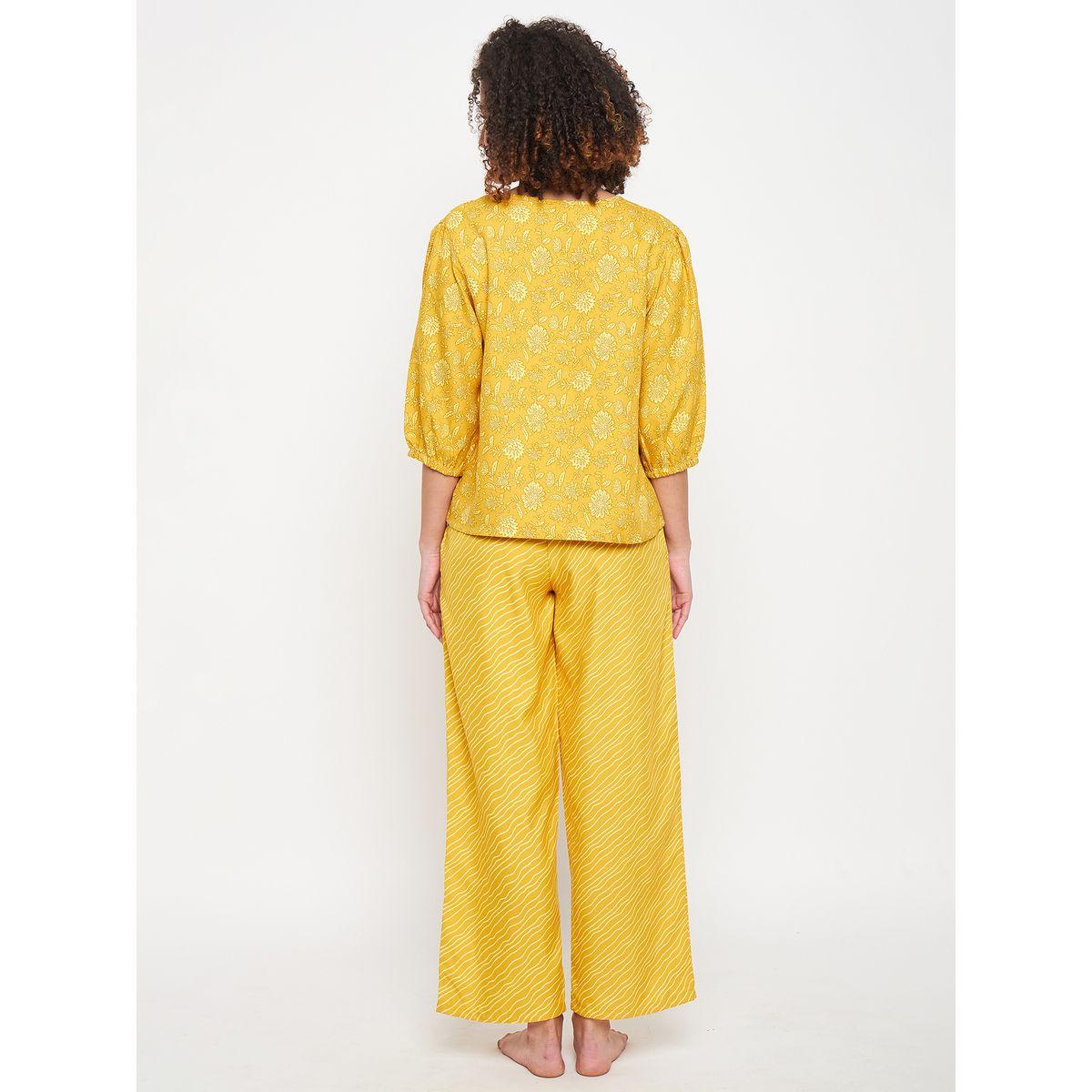 طقم من بنطال بيجاما مخطط مع بلوزة بطبعة زهور كلوفيا × ستايلي-women-clothing-nightwear-pyjamas-longsets-image-6