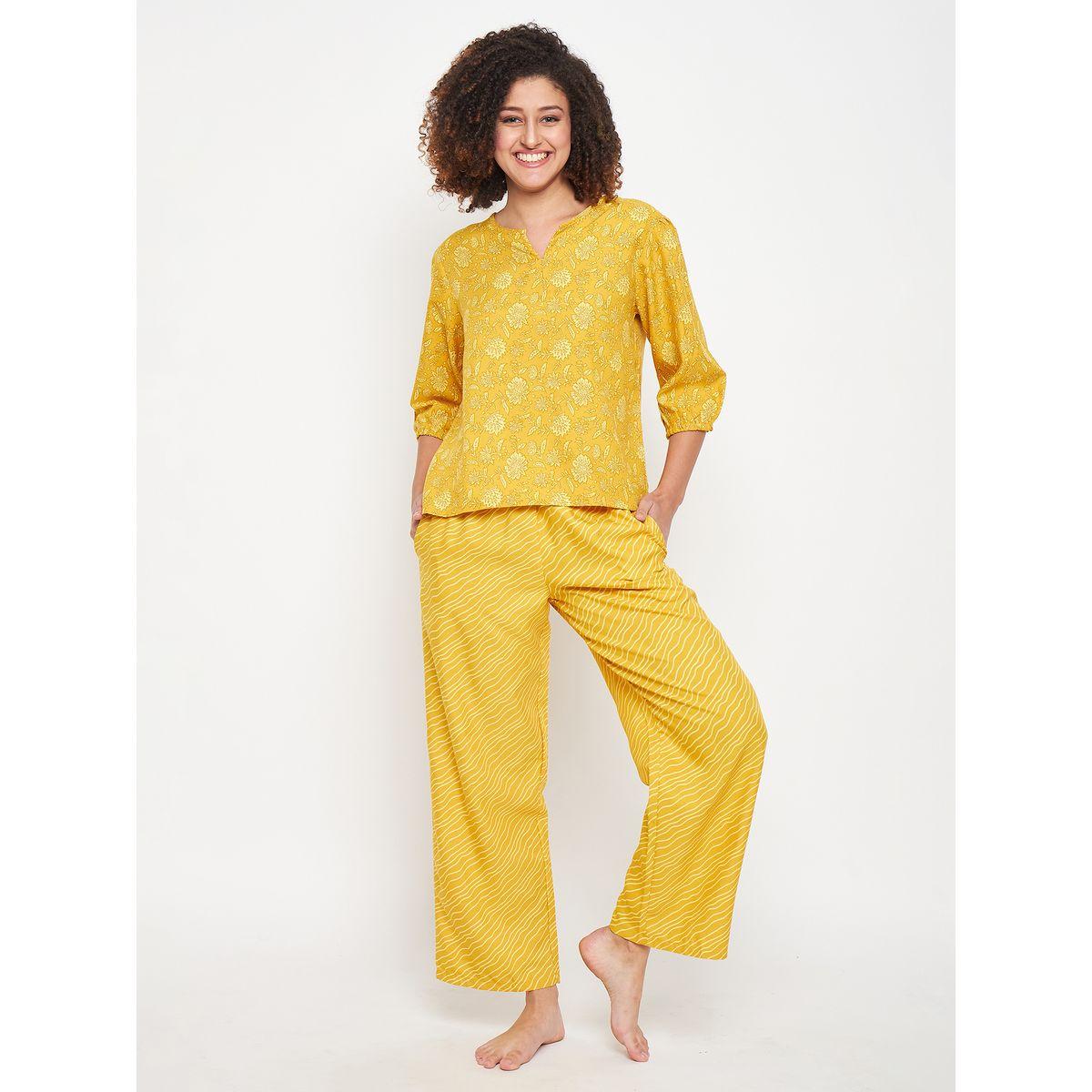 Clovia X Styli  Floral Print Top & Striped Pyjama Set-women-clothing-nightwear-pyjamas-longsets-image-7
