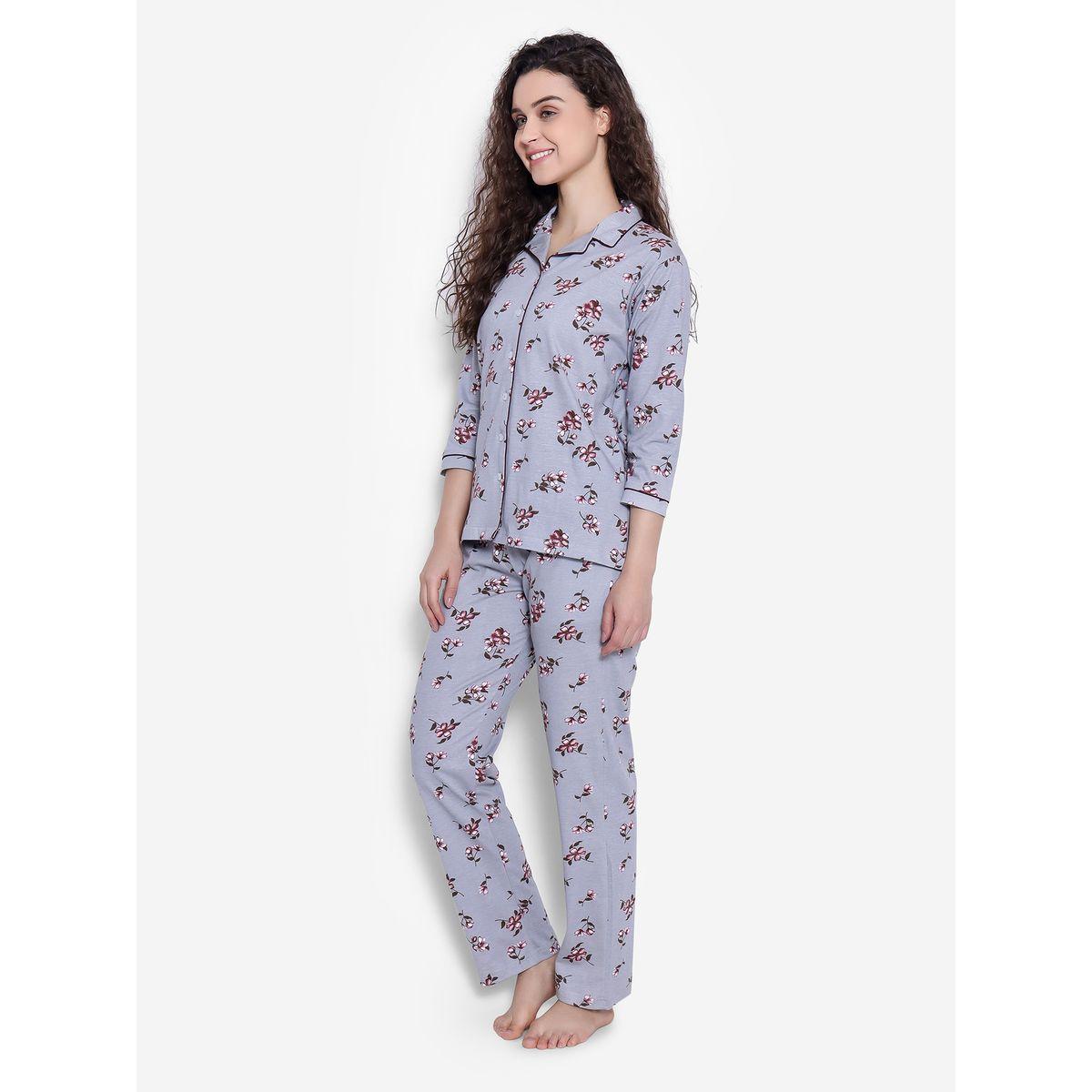 Clovia X Styli  Floral Print Button Down Shirt & Pyjama Set-women-clothing-nightwear-pyjamas-longsets-image-3