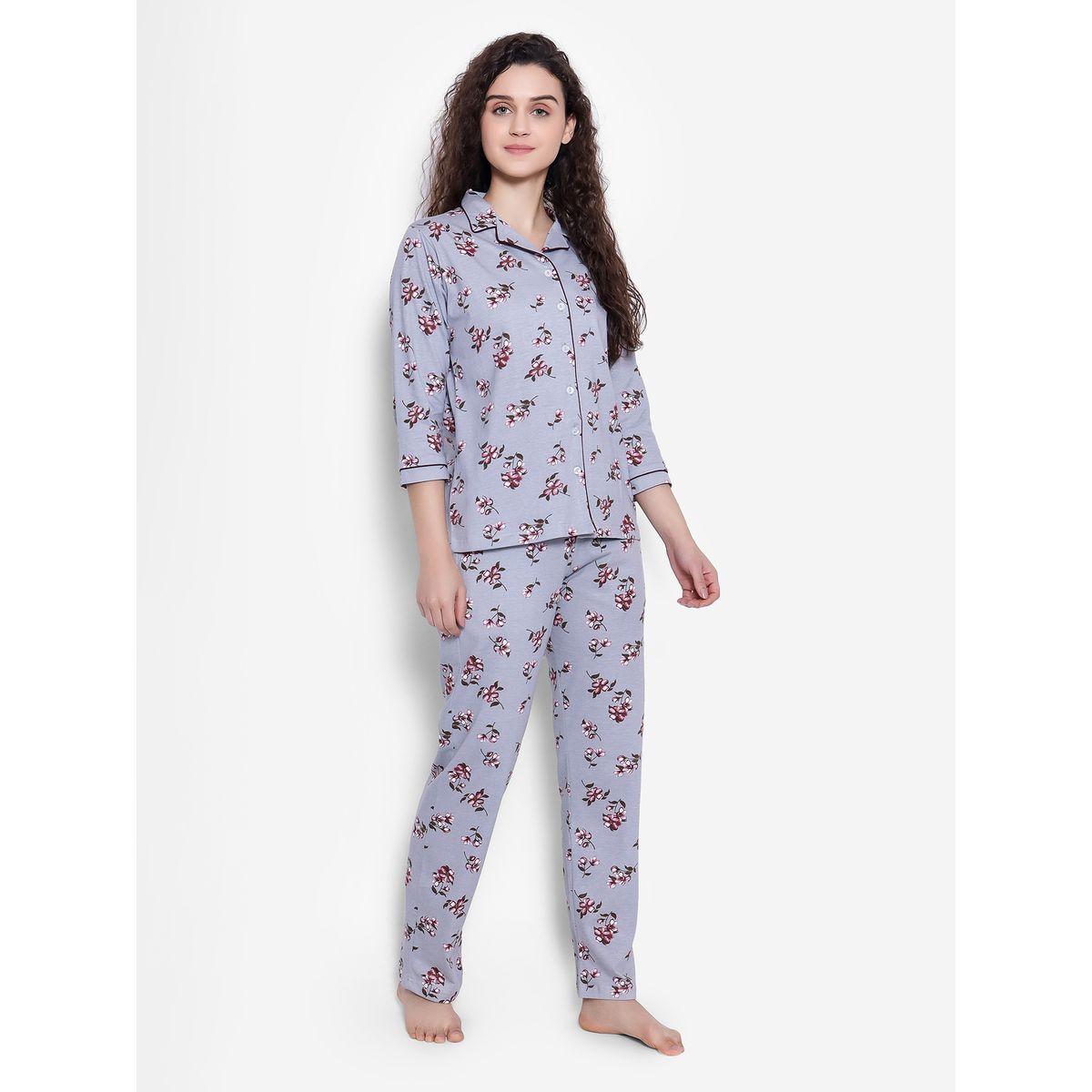 Clovia X Styli  Floral Print Button Down Shirt & Pyjama Set-women-clothing-nightwear-pyjamas-longsets-image-4