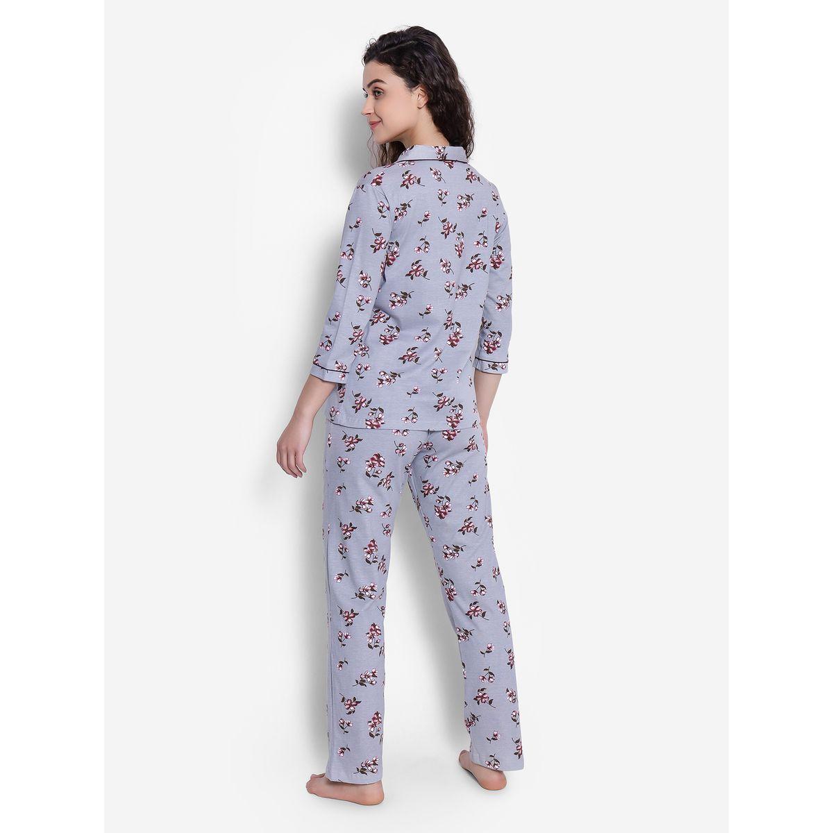 Clovia X Styli  Floral Print Button Down Shirt & Pyjama Set-women-clothing-nightwear-pyjamas-longsets-image-5