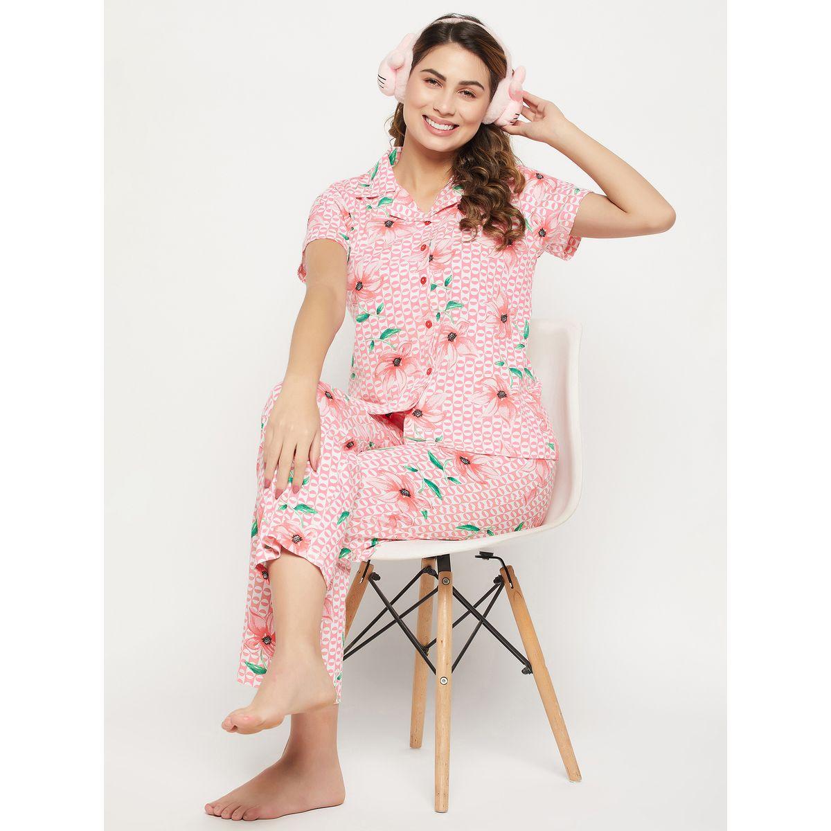 Clovia X Styli  Cotton Floral Print Button Down Shirt & Pyjama Set-women-clothing-nightwear-pyjamas-longsets-image-1