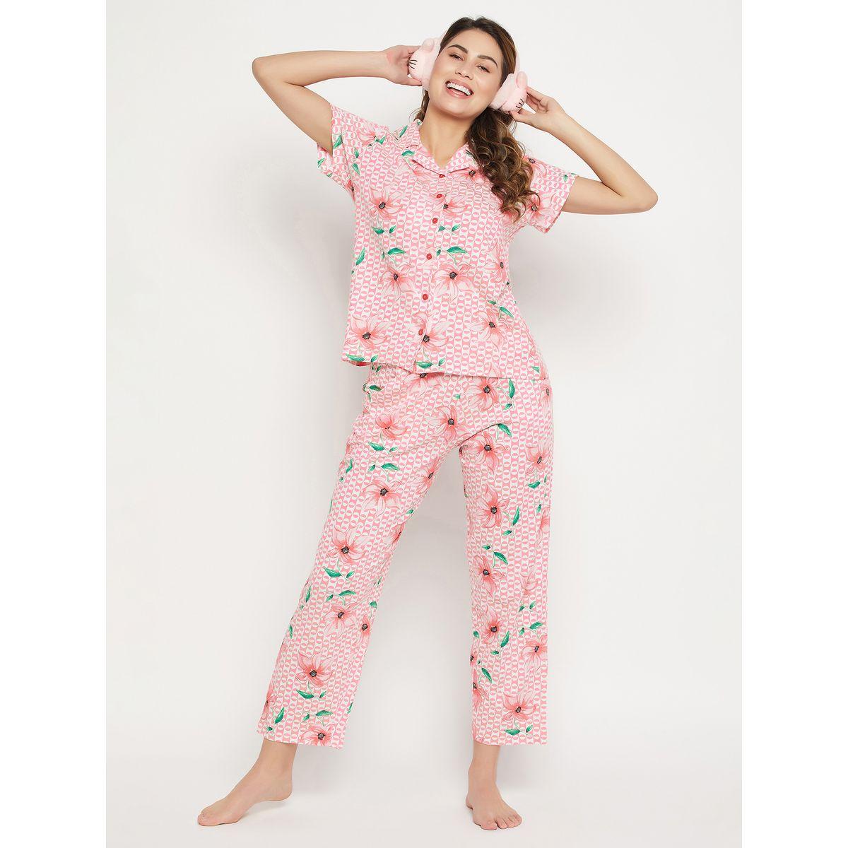 Clovia X Styli  Cotton Floral Print Button Down Shirt & Pyjama Set-women-clothing-nightwear-pyjamas-longsets-image-3