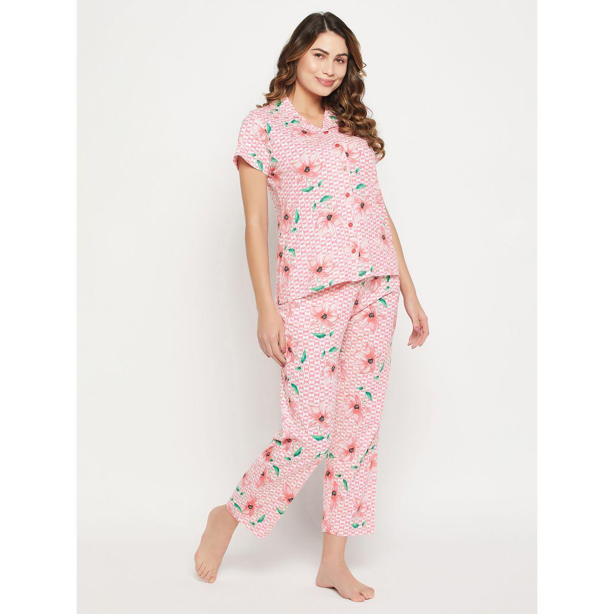 Clovia X Styli  Cotton Floral Print Button Down Shirt & Pyjama Set-women-clothing-nightwear-pyjamas-longsets-image-5