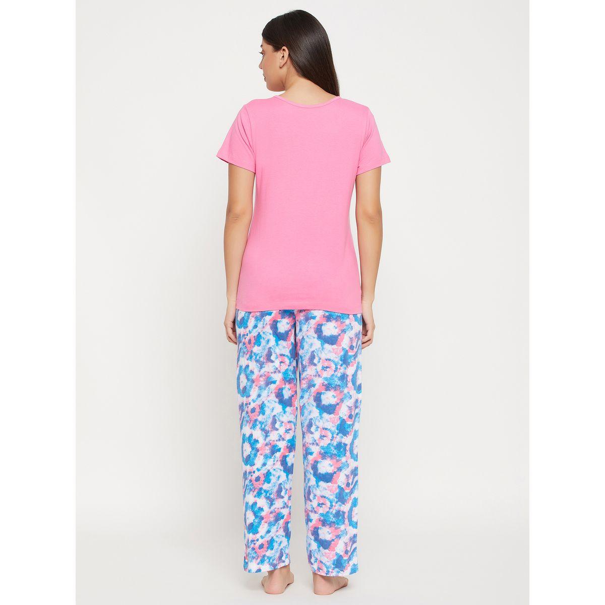 Clovia X Styli  Tie-Up Detail Solid Top & Tie-Dye Print Pyjama Set-women-clothing-nightwear-pyjamas-longsets-image-6