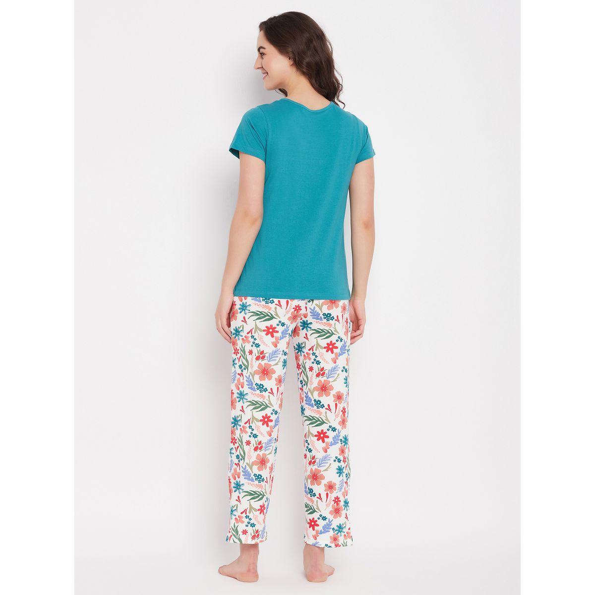 Clovia X Styli  Tie-Up Detail Solid Top & Tie-Dye Print Pyjama Set-women-clothing-nightwear-pyjamas-longsets-image-6