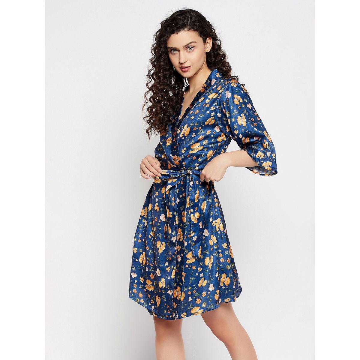 Clovia X Styli  Satin Floral Print Robe-women-clothing-nightwear-robes-image-3