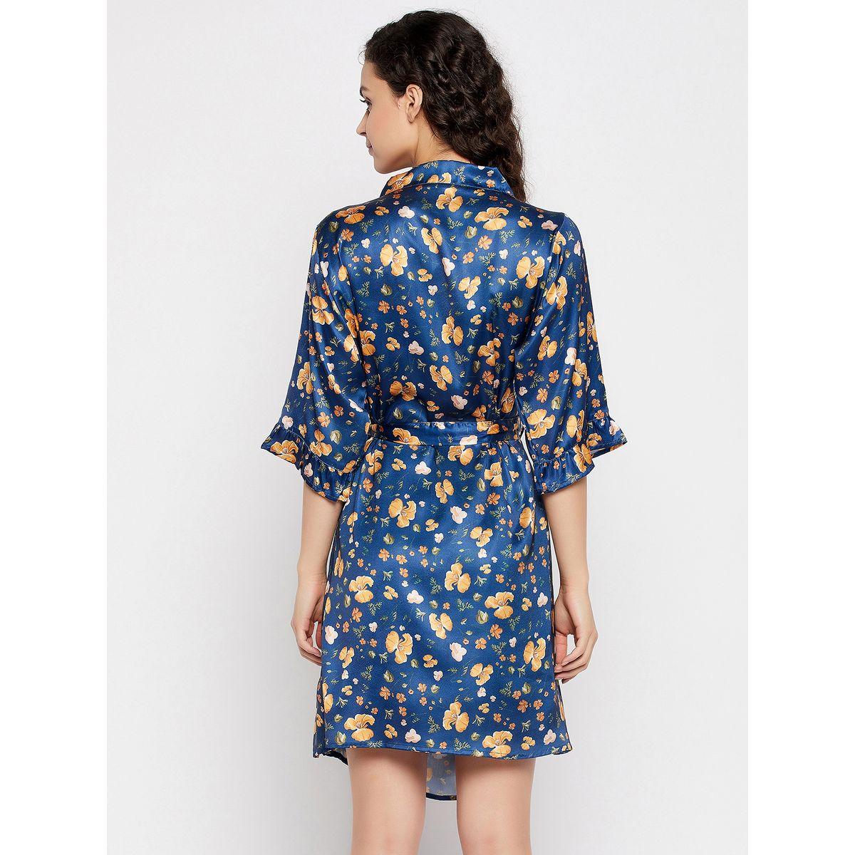 Clovia X Styli  Satin Floral Print Robe-women-clothing-nightwear-robes-image-4