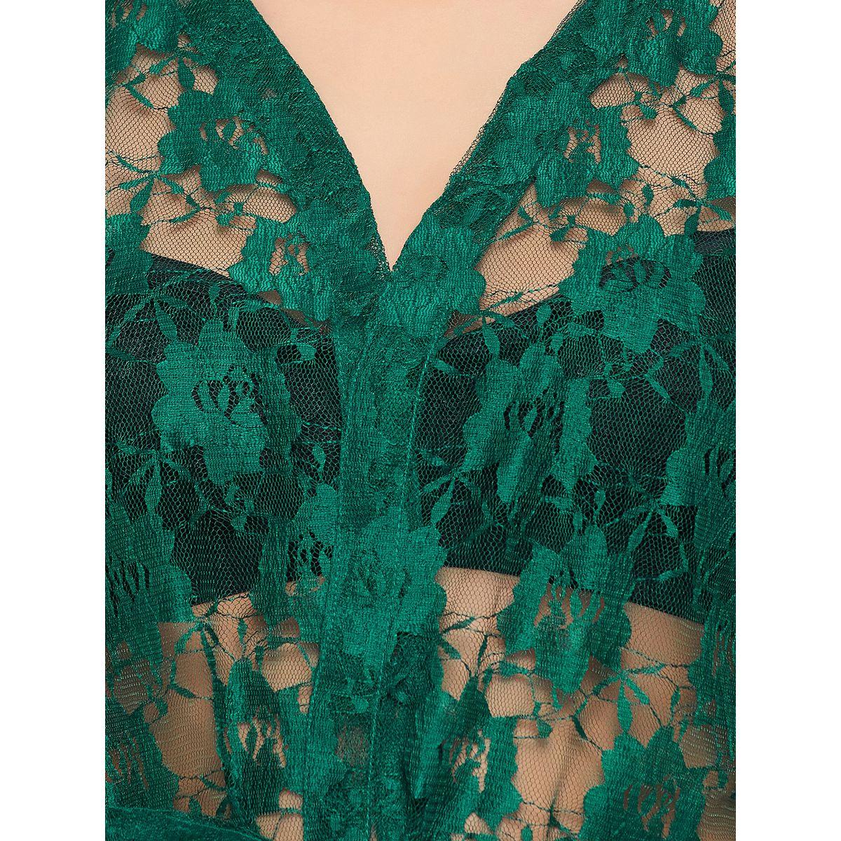 Clovia X Styli  Lace Sheer Robe with Tie Belt-women-clothing-nightwear-robes-image-7