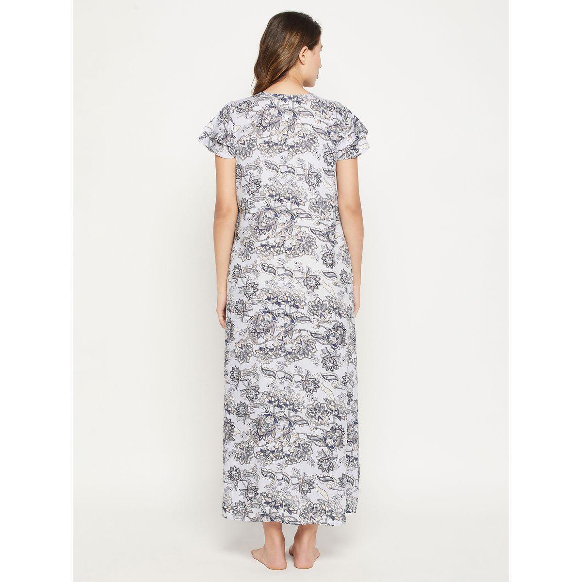 Clovia X Styli  Floral Print Round Neck Nightdress-women-clothing-nightwear-nighties-image-6