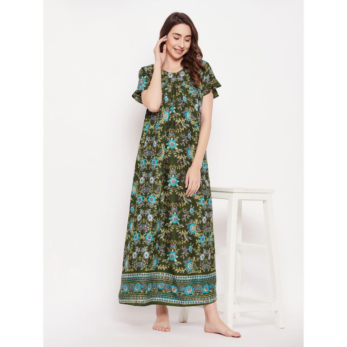 قميص نوم بطبعة زهور وياقة دائرية كلوفيا × ستايلي-women-clothing-nightwear-nighties-image-1