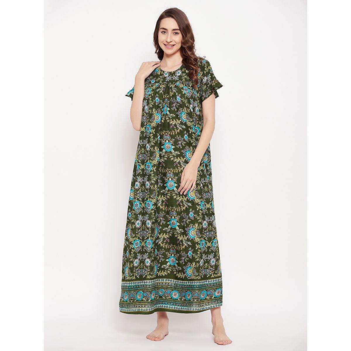 قميص نوم بطبعة زهور وياقة دائرية كلوفيا × ستايلي-women-clothing-nightwear-nighties-image-2