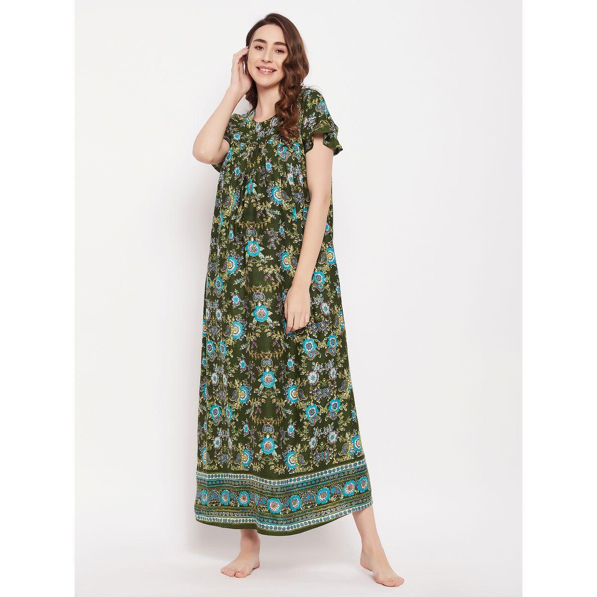 قميص نوم بطبعة زهور وياقة دائرية كلوفيا × ستايلي-women-clothing-nightwear-nighties-image-3
