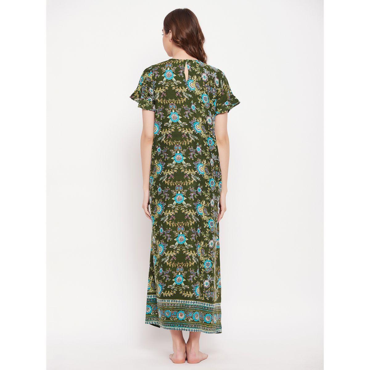 قميص نوم بطبعة زهور وياقة دائرية كلوفيا × ستايلي-women-clothing-nightwear-nighties-image-6