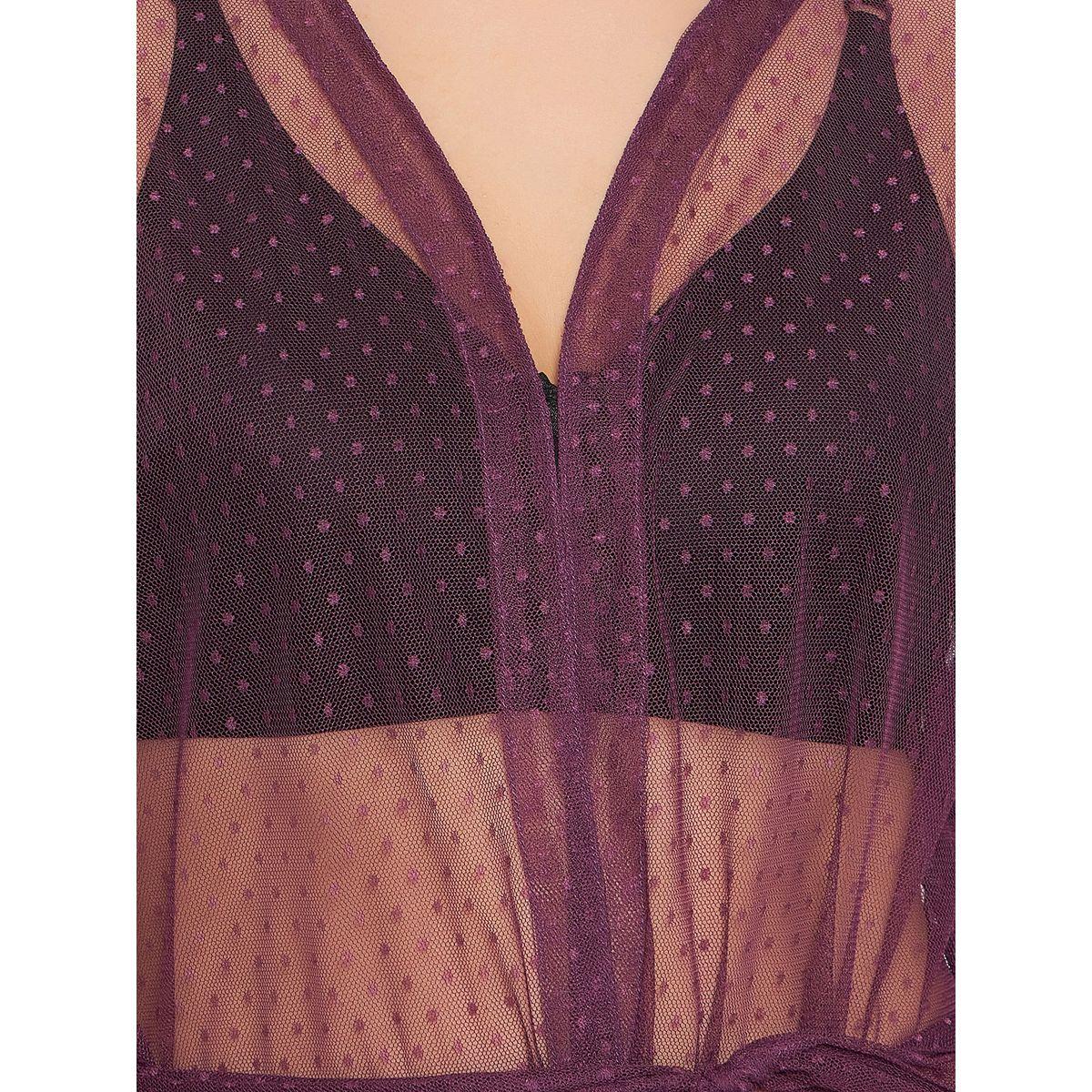 Clovia X Styli  Dobby Sheer Robe with Tie Belt-women-clothing-nightwear-robes-image-7