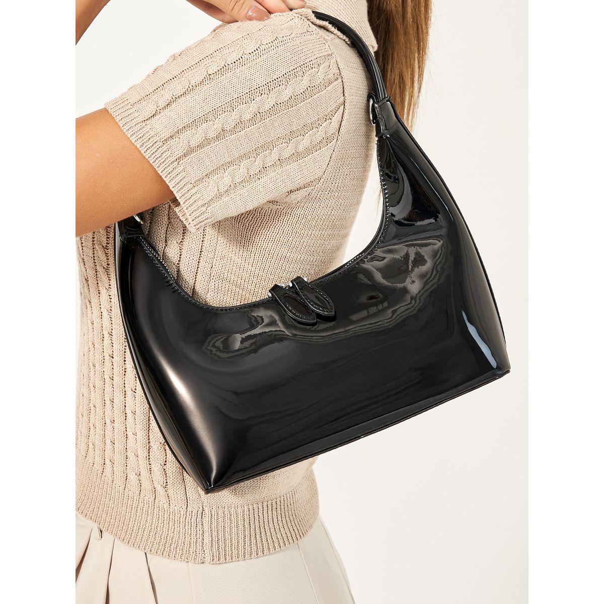 Styli Faux Leather Shoulder Bag with Zip Closure & Chain Strap-women-bagsandwallets-handbags-image-2