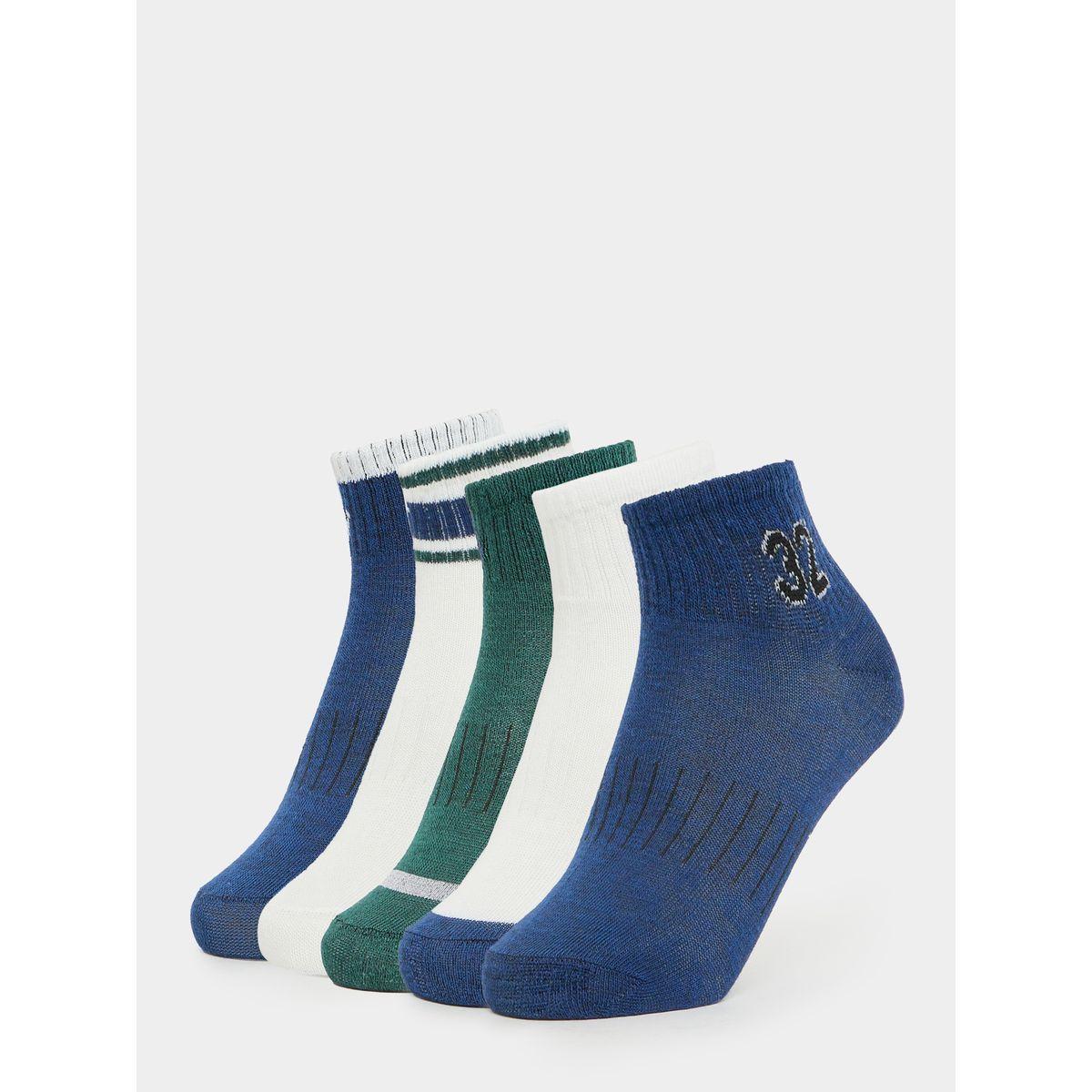 Styli Pack of 5 - Embroidered Detail Ribbed Shoe Ankle Socks-men-socks-image-1