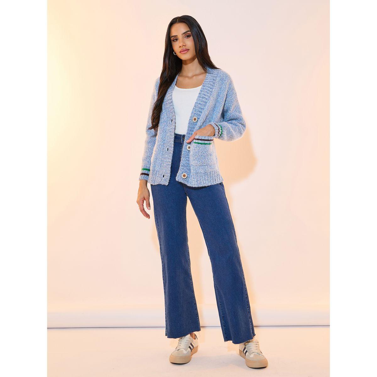 Styli Textured Knit Pocket Front Cardigan-women-winterwear-cardigansandjumpers-cardigans-image-3