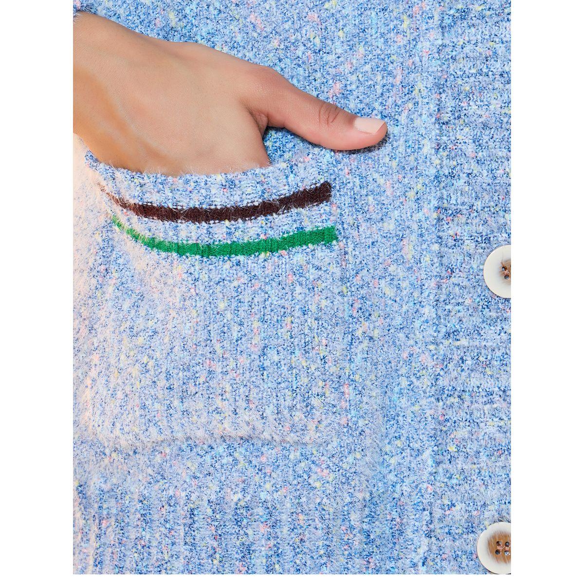 Styli Textured Knit Pocket Front Cardigan-women-winterwear-cardigansandjumpers-cardigans-image-4