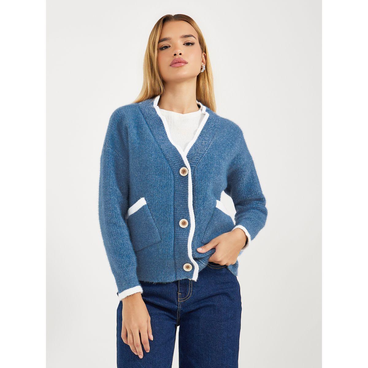 كارديجان بتفاصيل مُتباينة وأزرار غلق-women-winterwear-cardigansandjumpers-cardigans-image-1