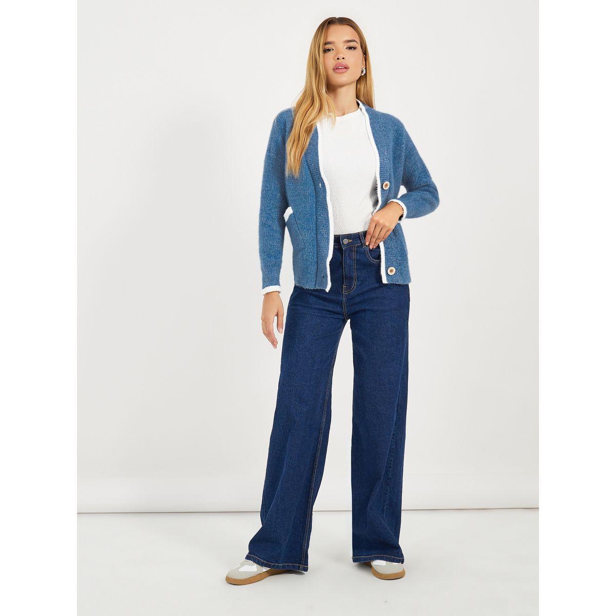 كارديجان بتفاصيل مُتباينة وأزرار غلق-women-winterwear-cardigansandjumpers-cardigans-image-2
