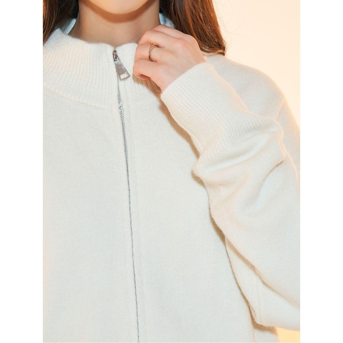 Styli Knitted Front Zip Longline Cardigan-women-winterwear-cardigansandjumpers-cardigans-image-3